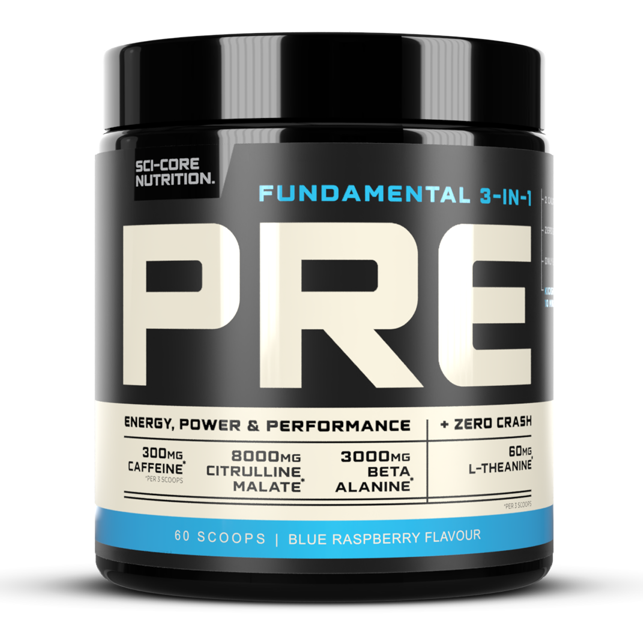 Fundamental 3-in-1 PRE Blue Raspberry - 300g | 60 scoops | SCI-CORE