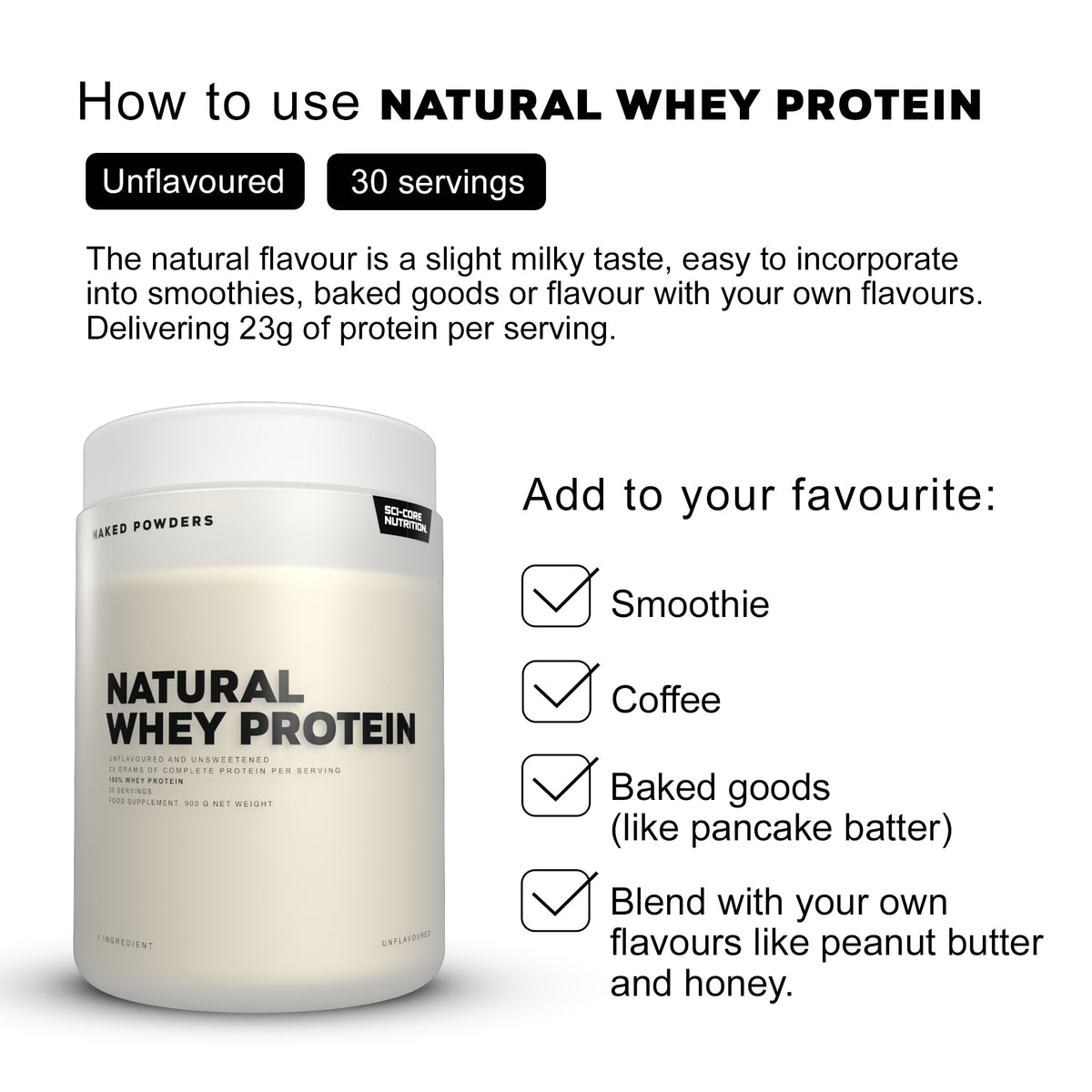 NAKED NATURAL WHEY PROTEIN unflavoured - 900g | 30 servings (new)