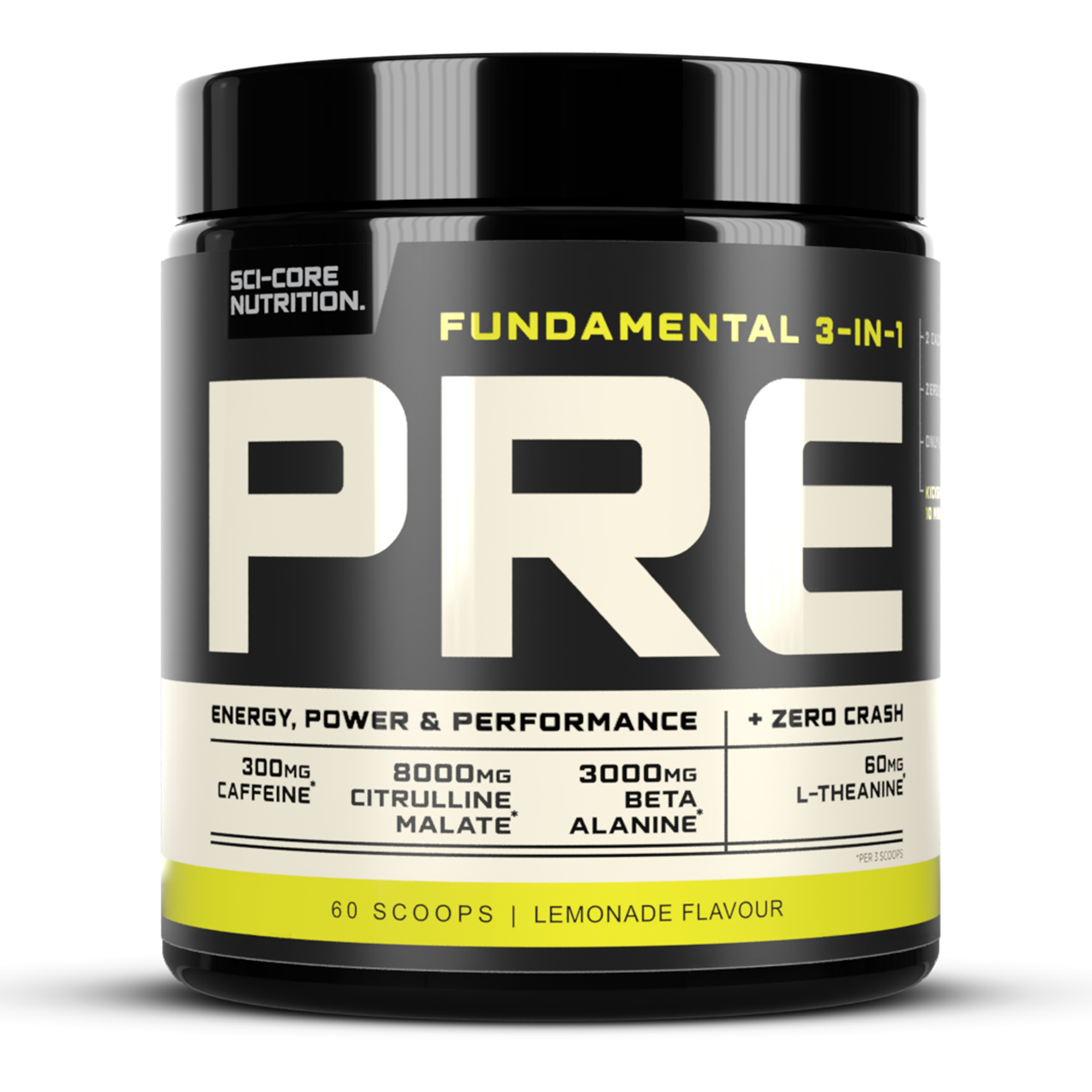 Fundamental 3-in-1 PRE Lemonade - 300g | 60 scoops | SCI-CORE