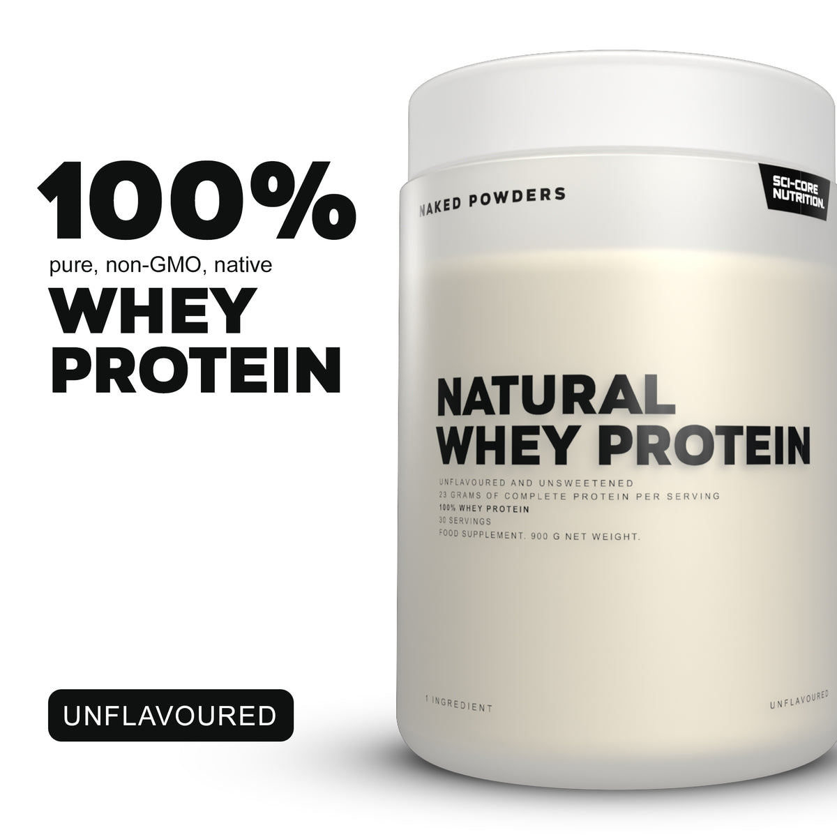 NAKED NATURAL WHEY PROTEIN unflavoured - 900g | 30 servings (new)