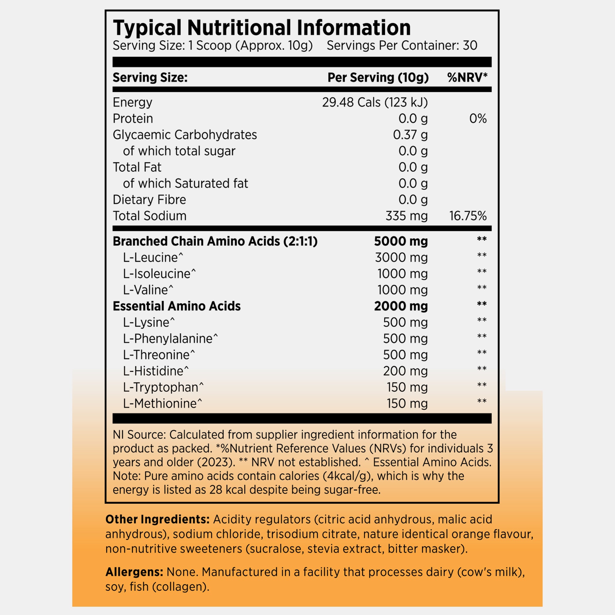 Recovery EAA + BCAAs Orange - 300g | 30 servings (new)