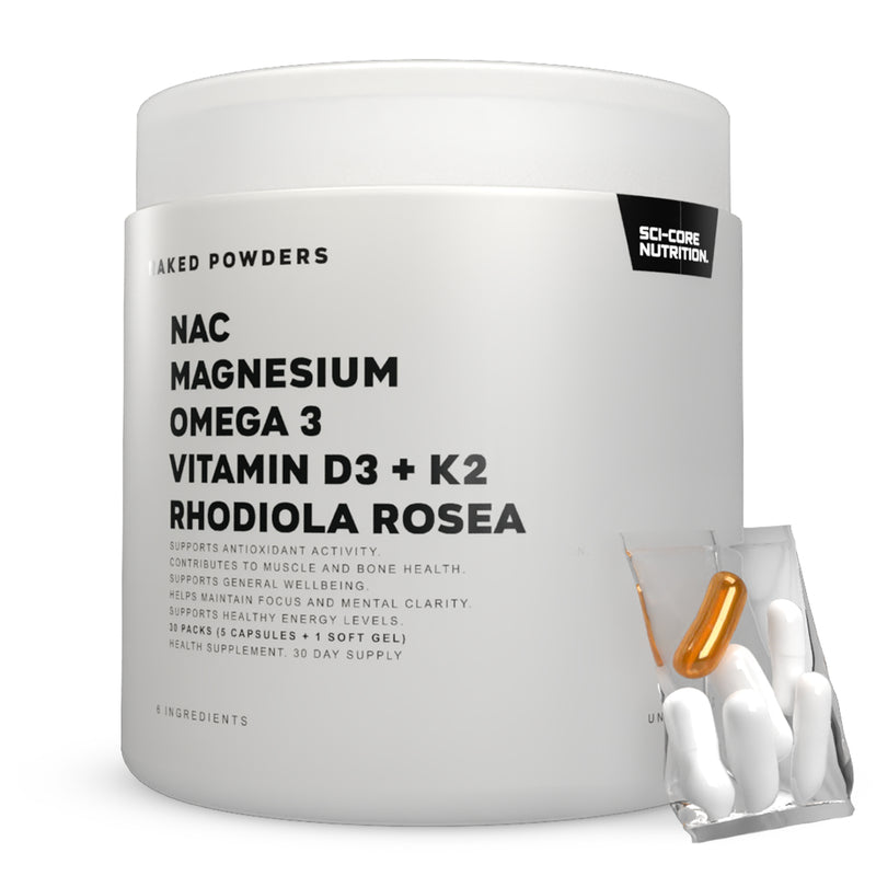 NAC, Magnesium, Omega 3, Vit D3 + K2, Rhodiola Rosea - 30 daily packs