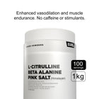 L-citrulline, beta alanine, pink salt -1kg | 100 servings