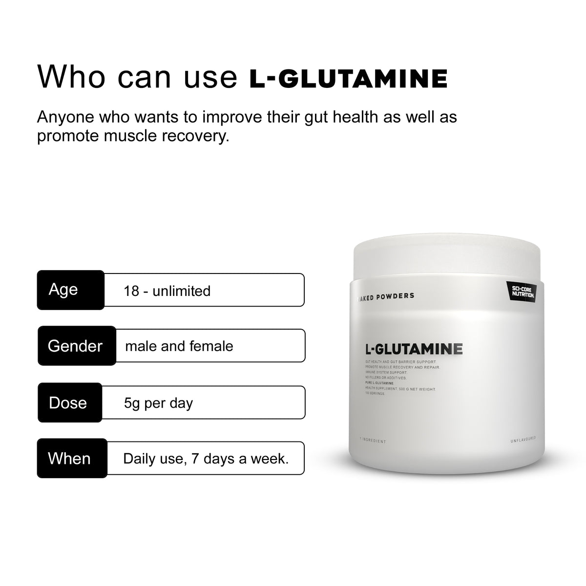 L-GLUTAMINE - 500g | 100 servings