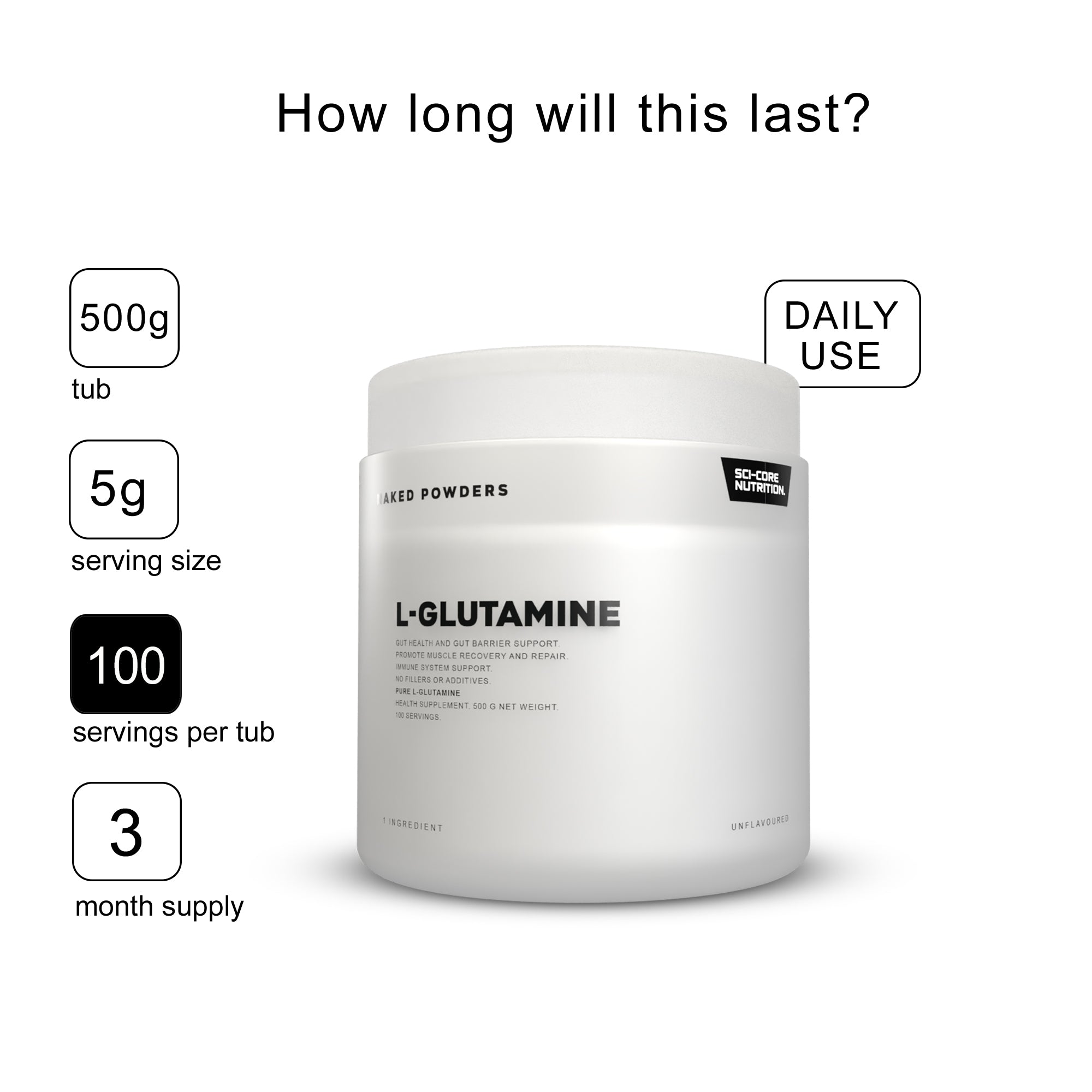 L-GLUTAMINE - 500g | 100 servings