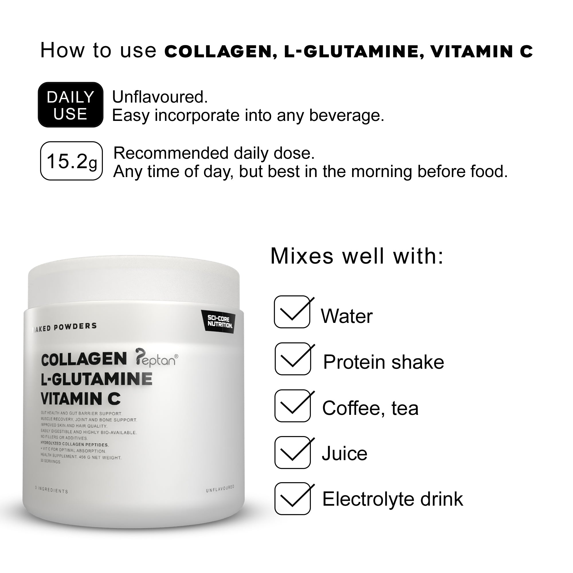 COLLAGEN, L-GLUTAMINE, VIT C - 456g | 30 servings