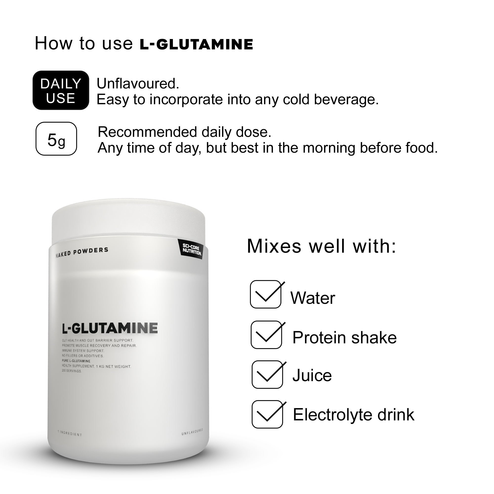 L-GLUTAMINE - 1kg | 200 servings