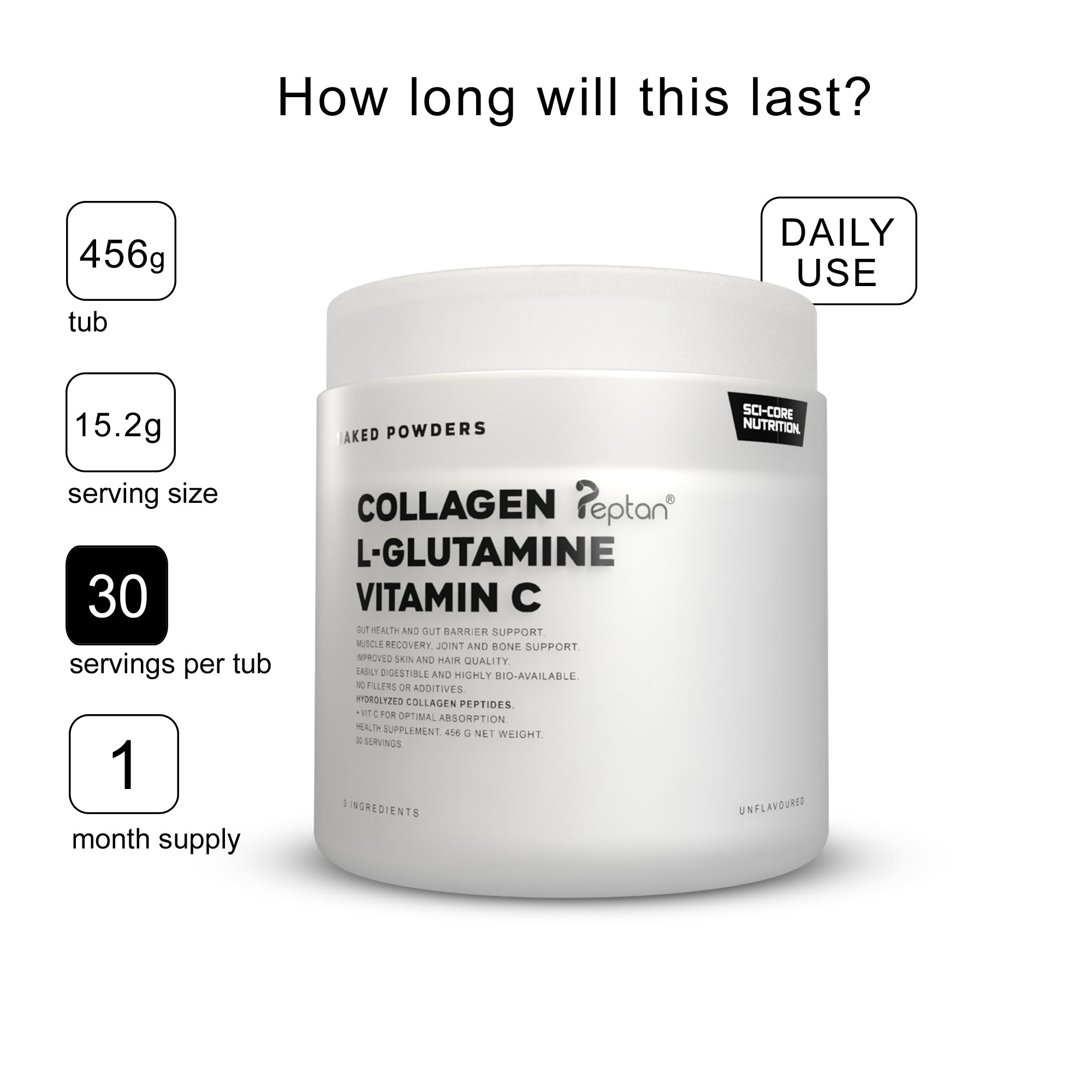 COLLAGEN, L-GLUTAMINE, VIT C - 456g | 30 servings