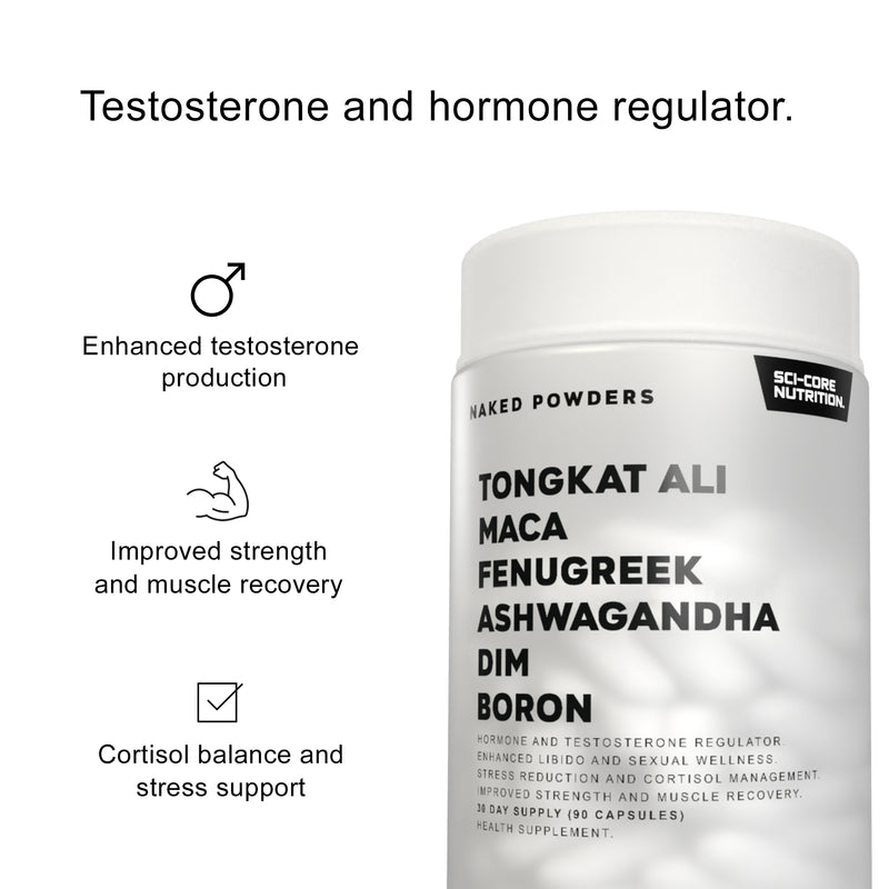 Tongkat Ali, Maca, Fenugreek, Ashwagandha, DIM, Boron - 90 caps | 30 day supply