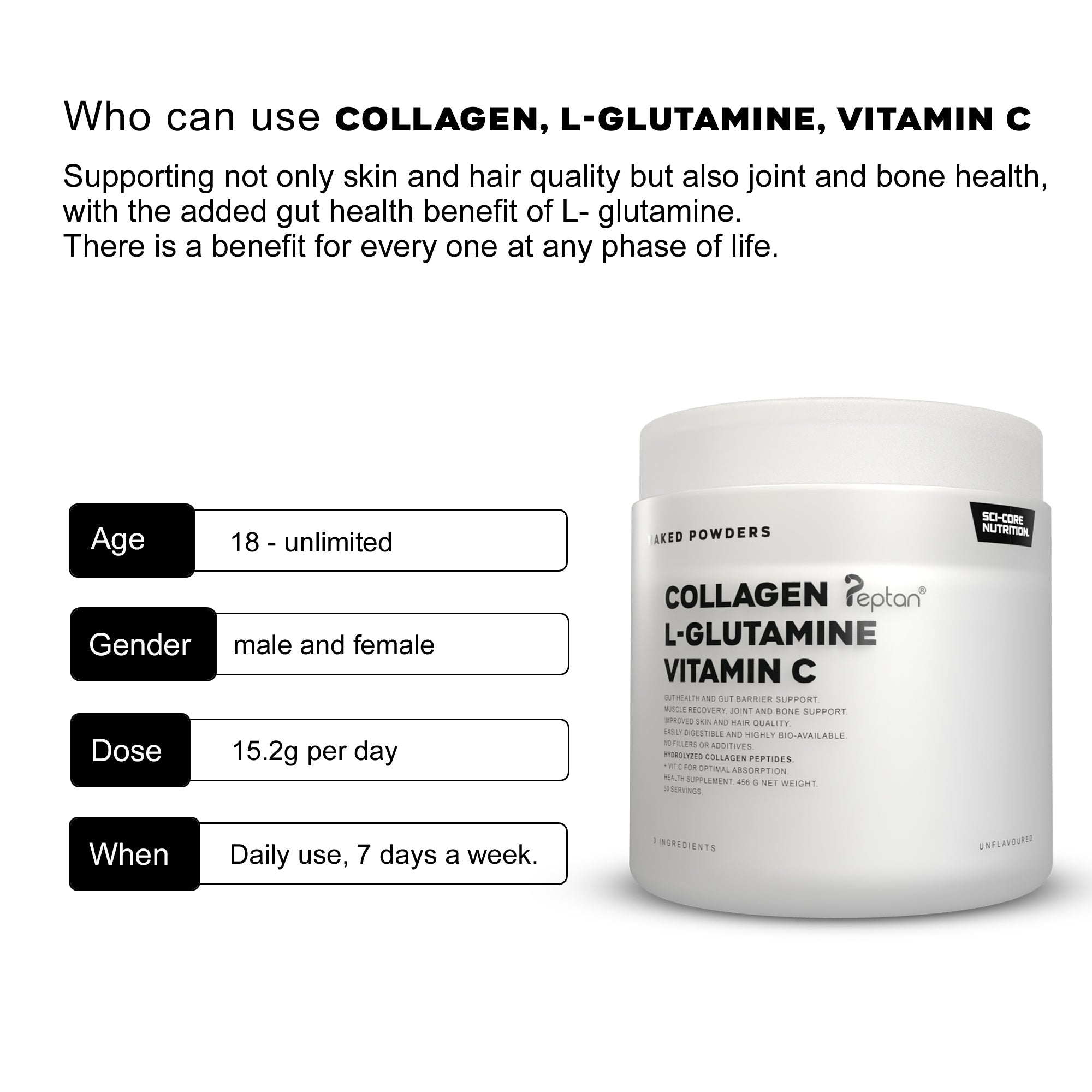 COLLAGEN, L-GLUTAMINE, VIT C - 456g | 30 servings